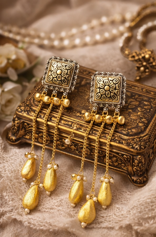 Elegant Dual Tone Kashmiri Earrings for Women & Girls