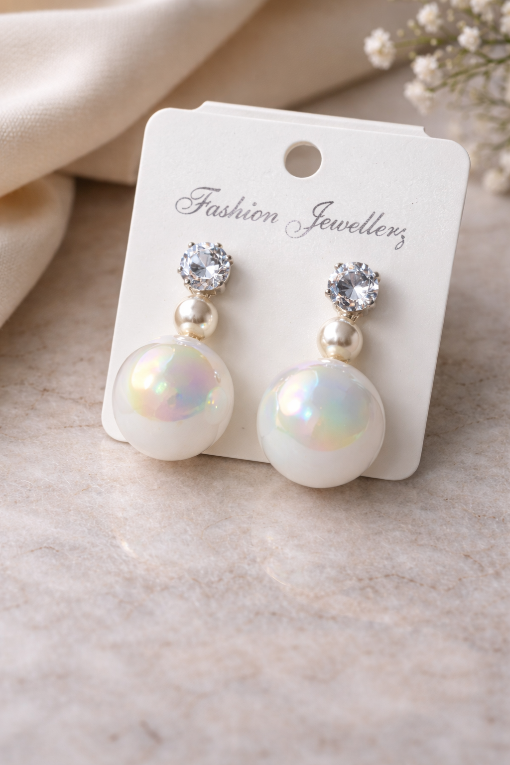 Classic Crystal Stud Pearl Drop Earrings for Women