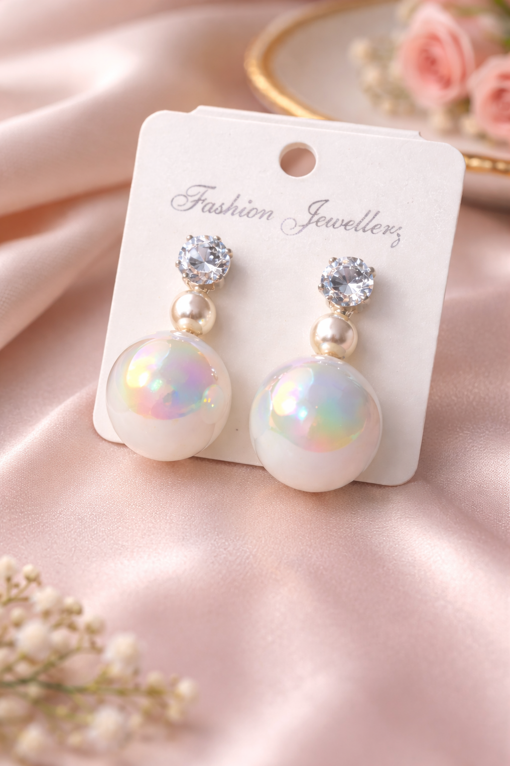 Classic Crystal Stud Pearl Drop Earrings for Women