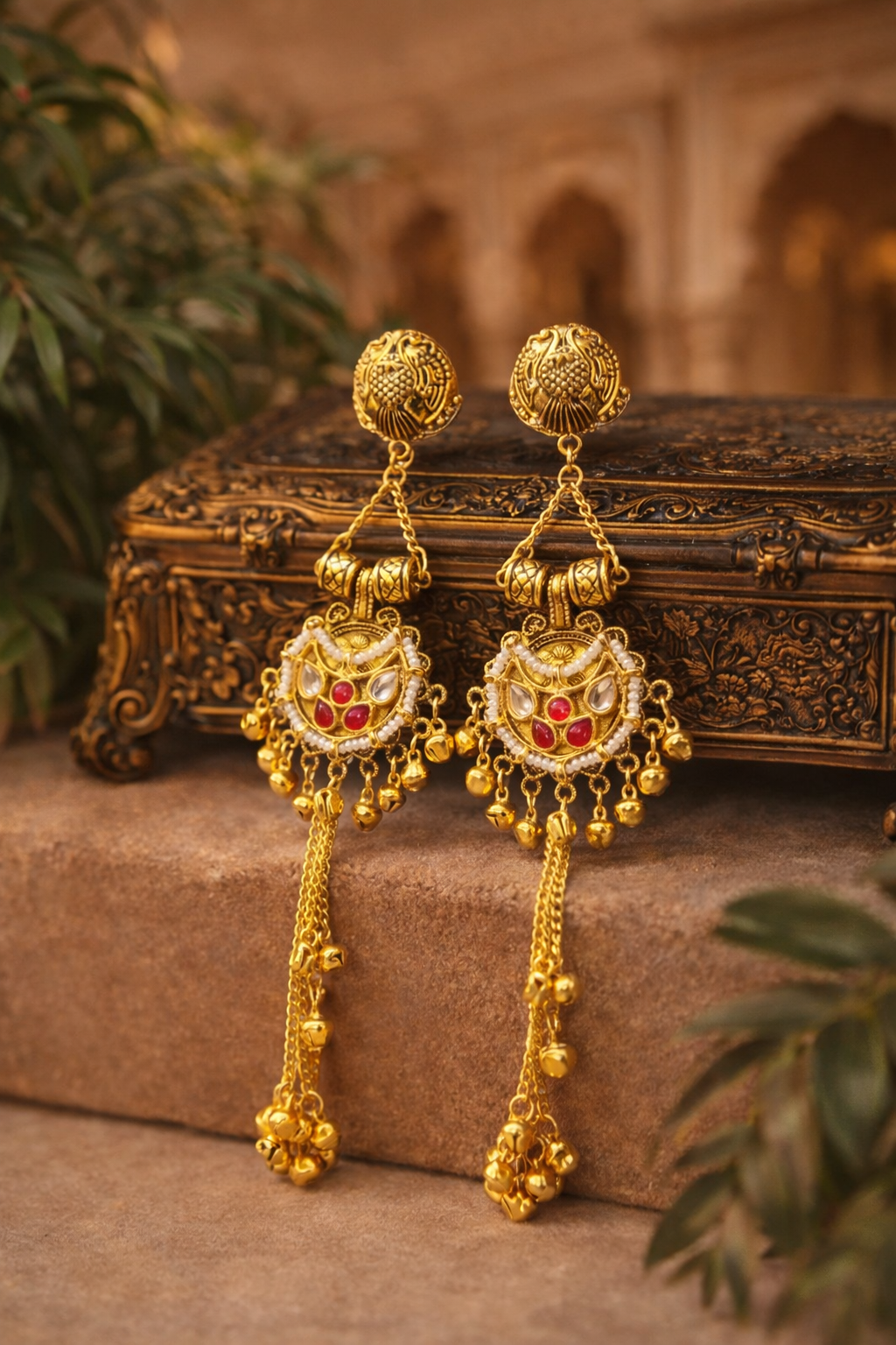 Traditional Rajasthani Kundan Jhumka Earrings for Women and Girls