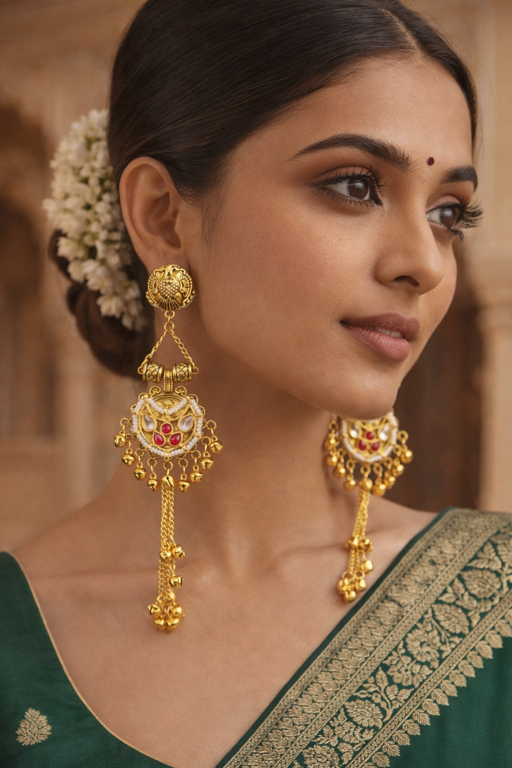Traditional Rajasthani Kundan Jhumka Earrings for Women and Girls