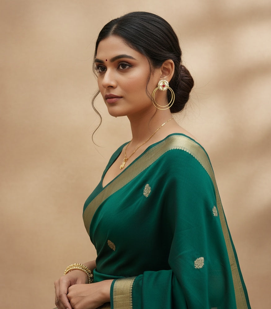 Traditional Red Stone Kundan Pearl Hoop Earrings for Women