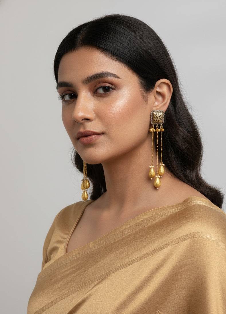 Elegant Dual Tone Kashmiri Earrings for Women & Girls