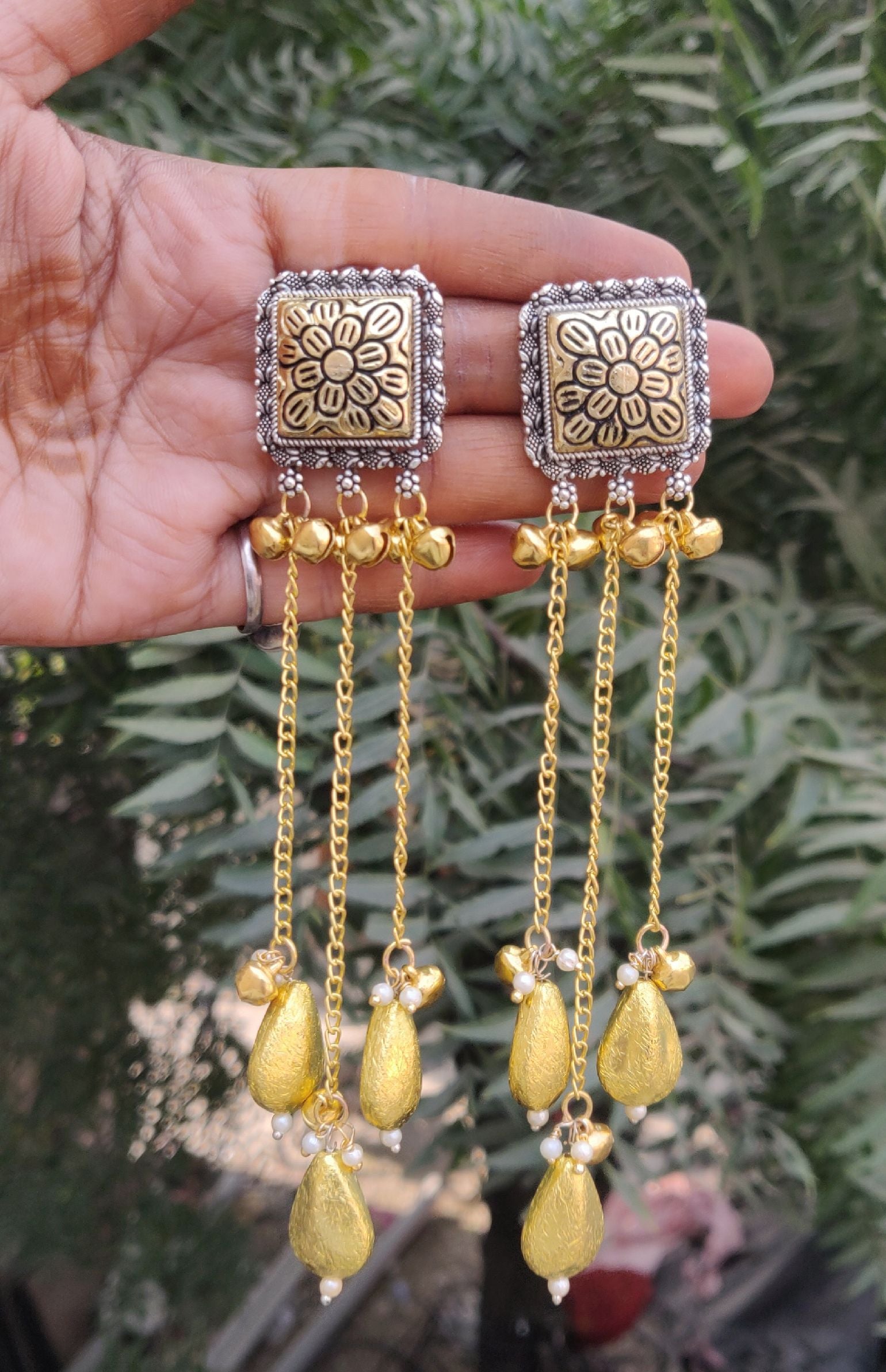 Elegant Dual Tone Kashmiri Earrings for Women & Girls